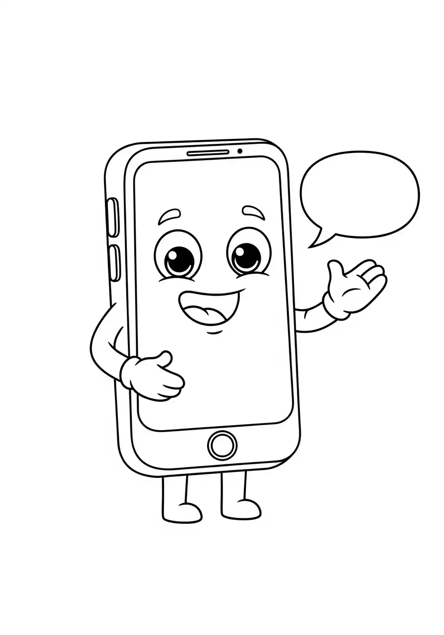 grappige telefoon cartoon met tekstballon kleurplaat