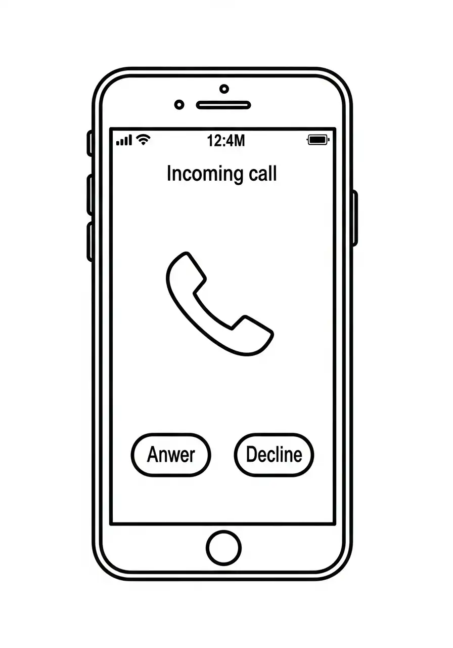 inkomende oproep op mobiele telefoon kleurplaat