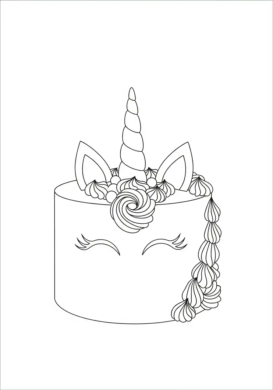 minimalistische eenhoorn taart gezicht kleurplaat