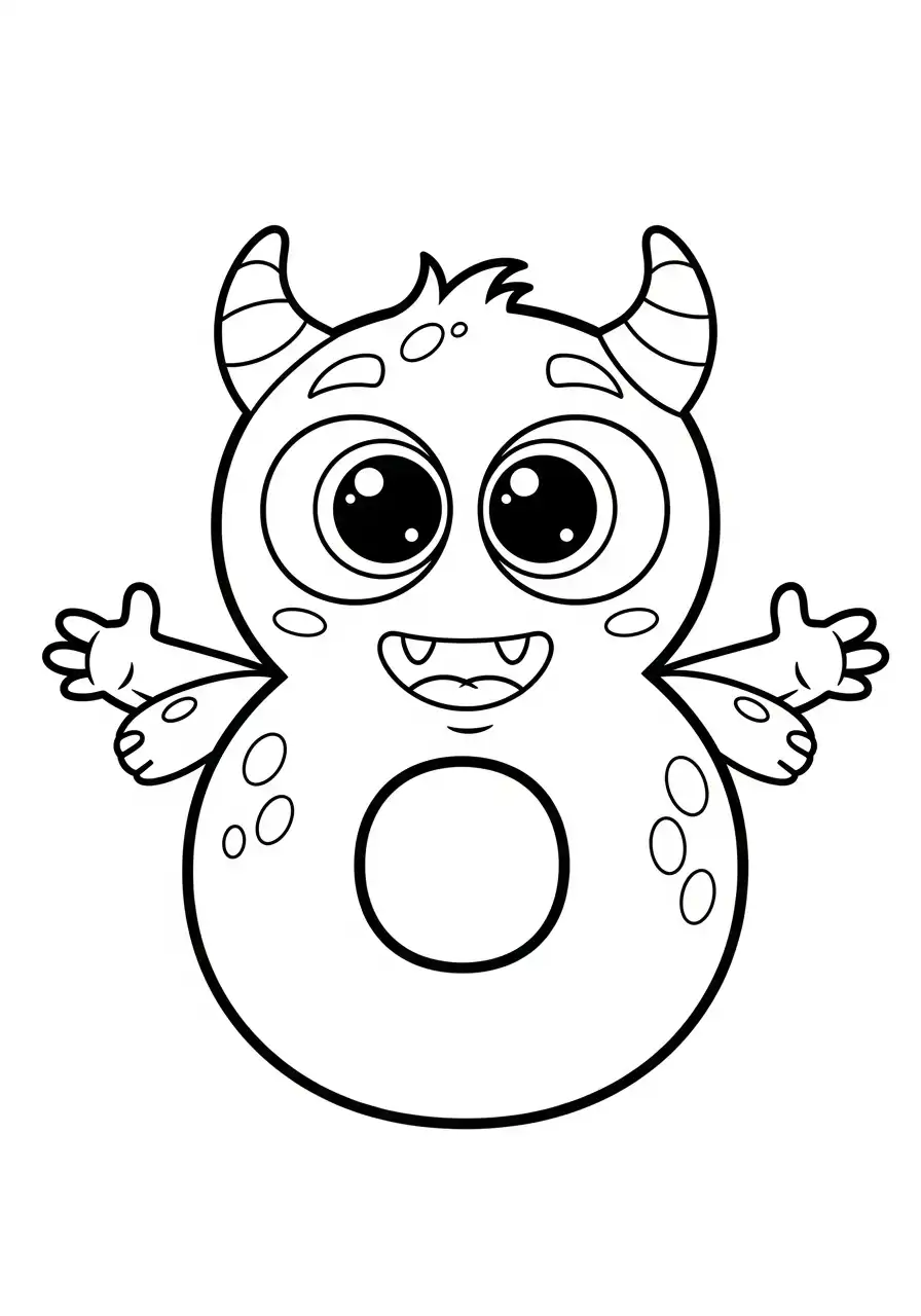 Cijfers 8 Kleurplaat 24 monster cijfer 8 vriendelijk kleurplaat