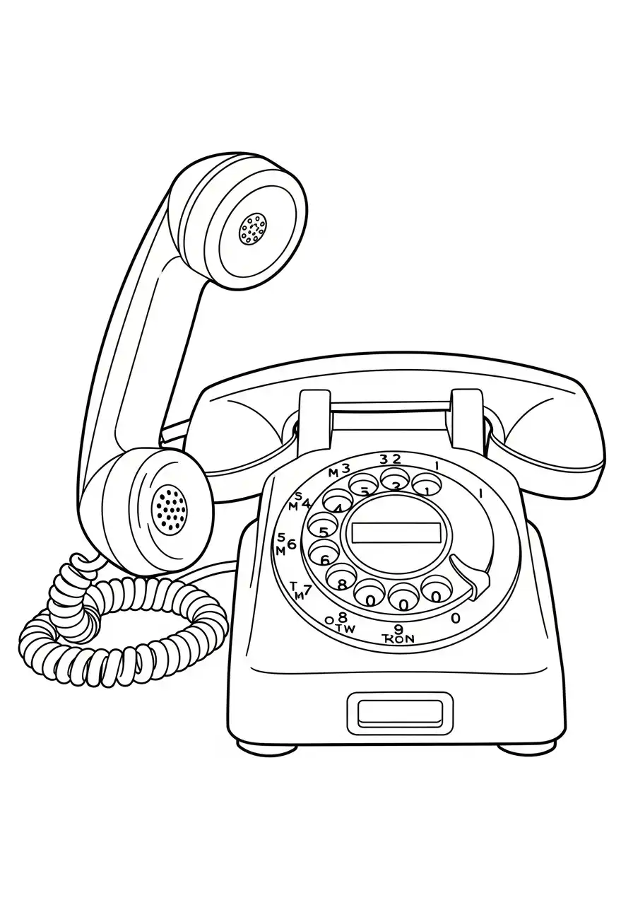 oude draaischijf telefoon van vroeger kleurplaat