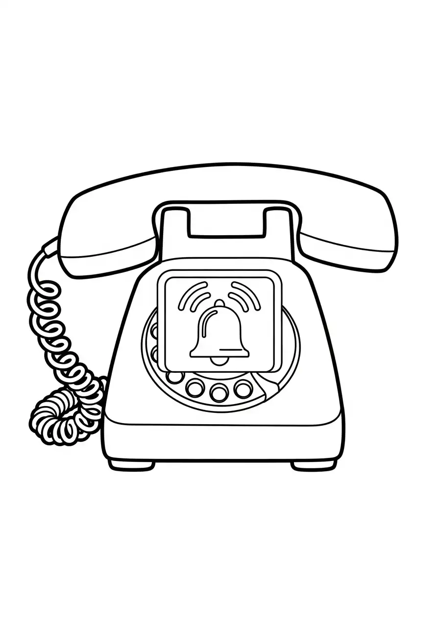 oude telefoon met bel icoon kleurplaat