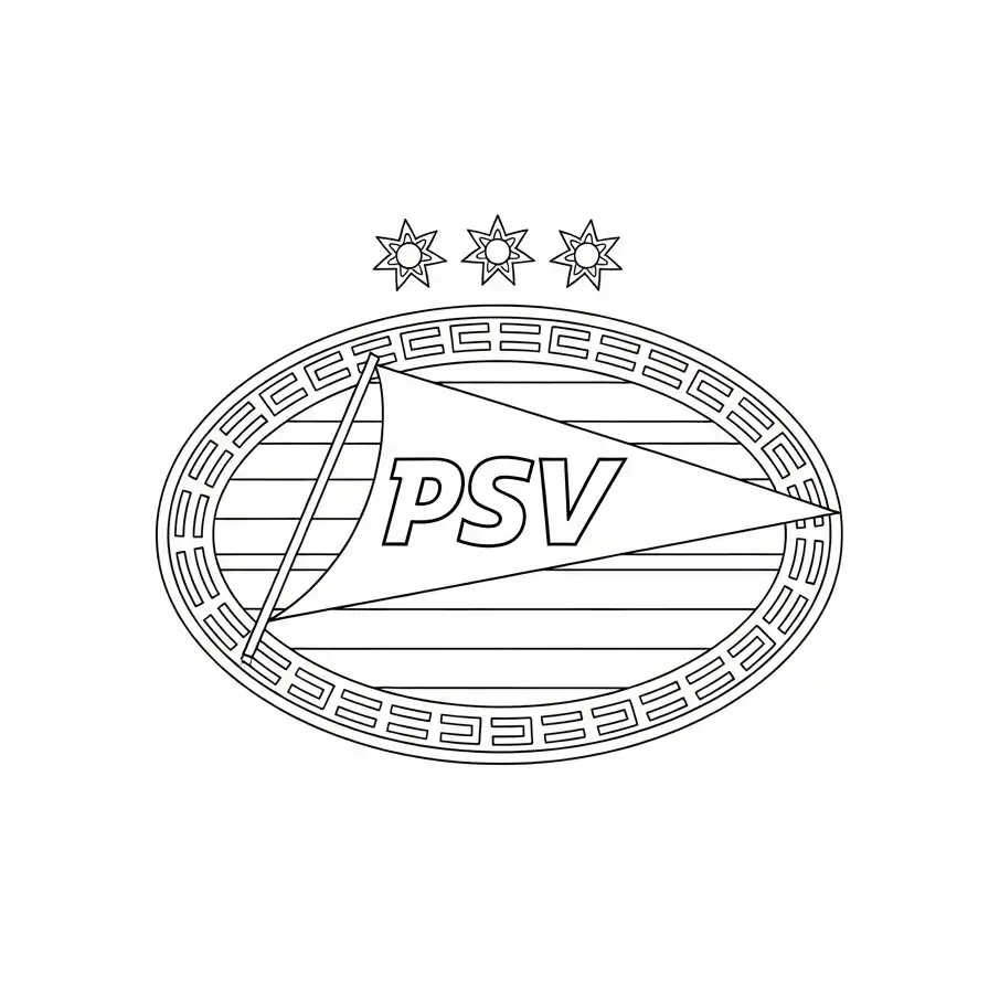 psv logo drie sterren kleurplaat