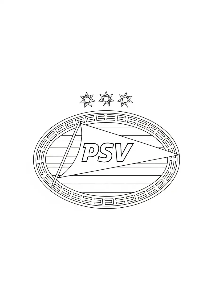 psv logo drie sterren verticaal kleurplaat