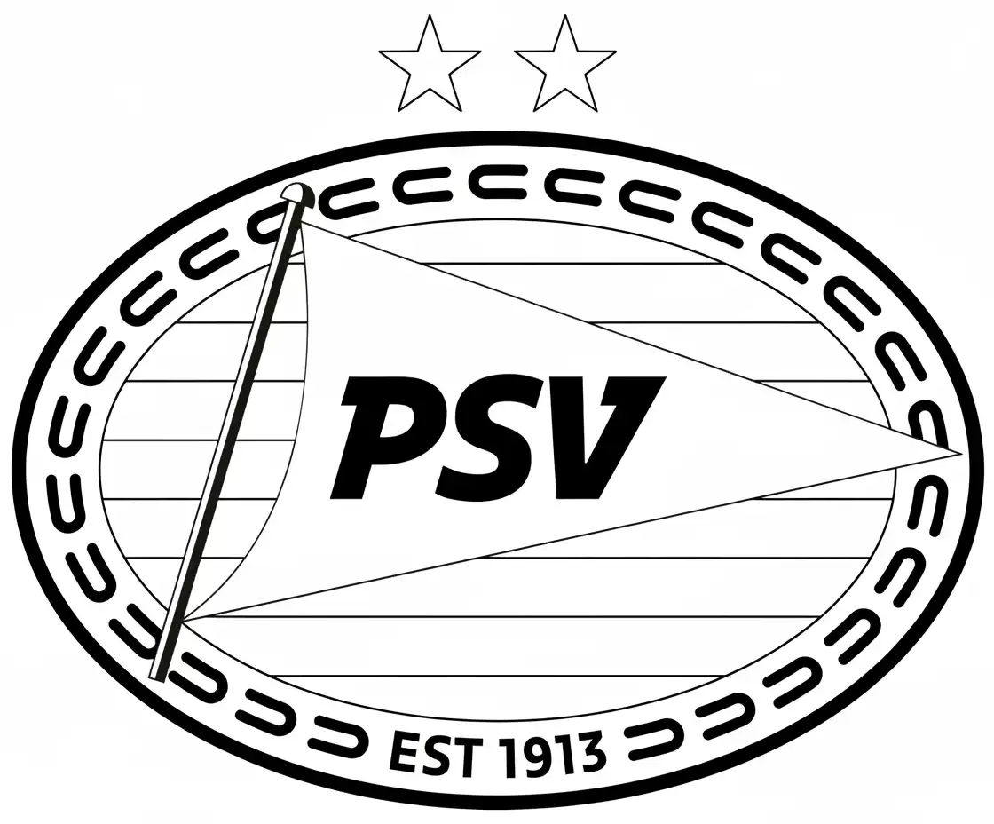 psv logo twee sterren oprichting kleurplaat