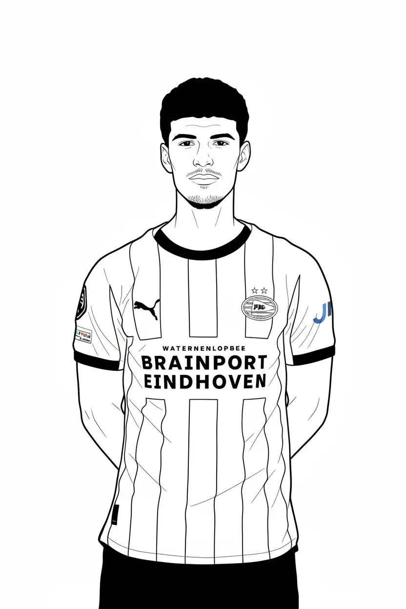 psv speler johan bakayoko staand kleurplaat