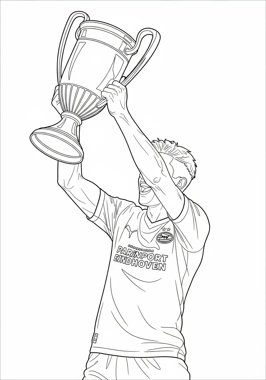 psv speler luuk de jong beker omhoog kleurplaat