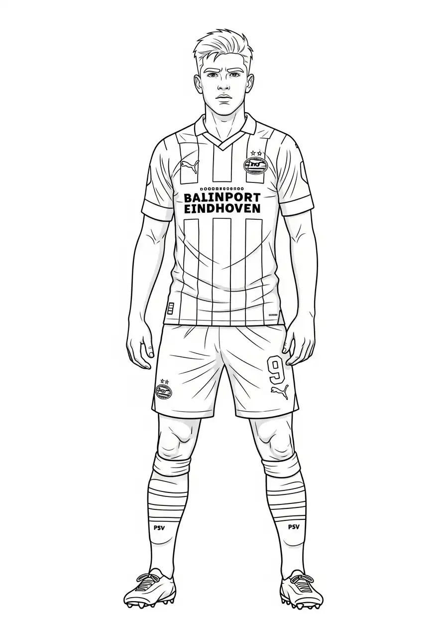 psv speler luuk de jong hele figuur kleurplaat
