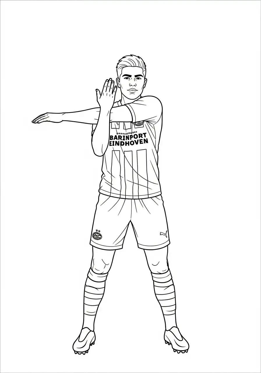 psv speler luuk de jong rekt zich uit kleurplaat