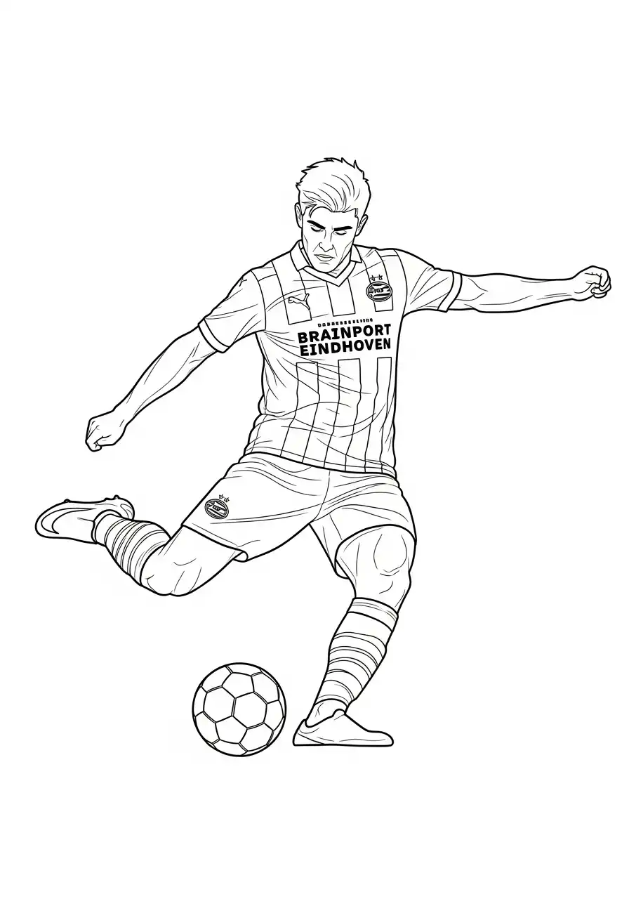 psv speler luuk de jong schopt bal kleurplaat
