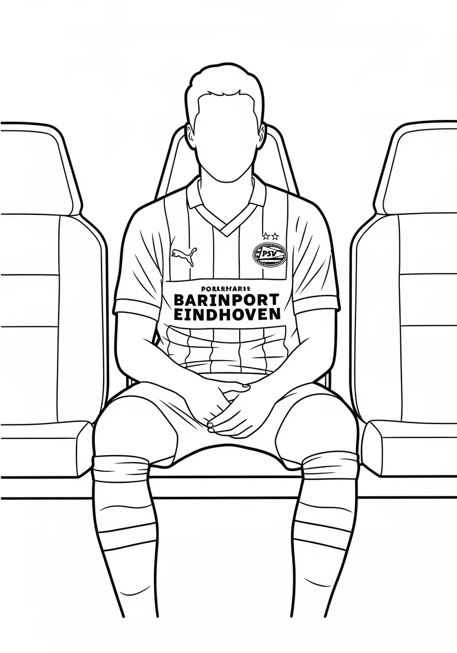 psv speler op de bank gezichtsloos kleurplaat