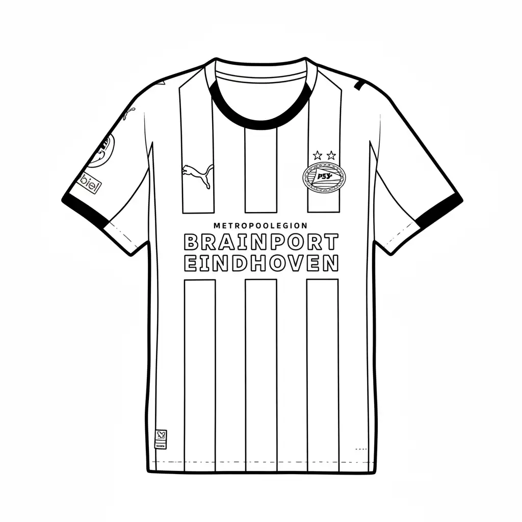 psv thuisshirt met strepen kleurplaat