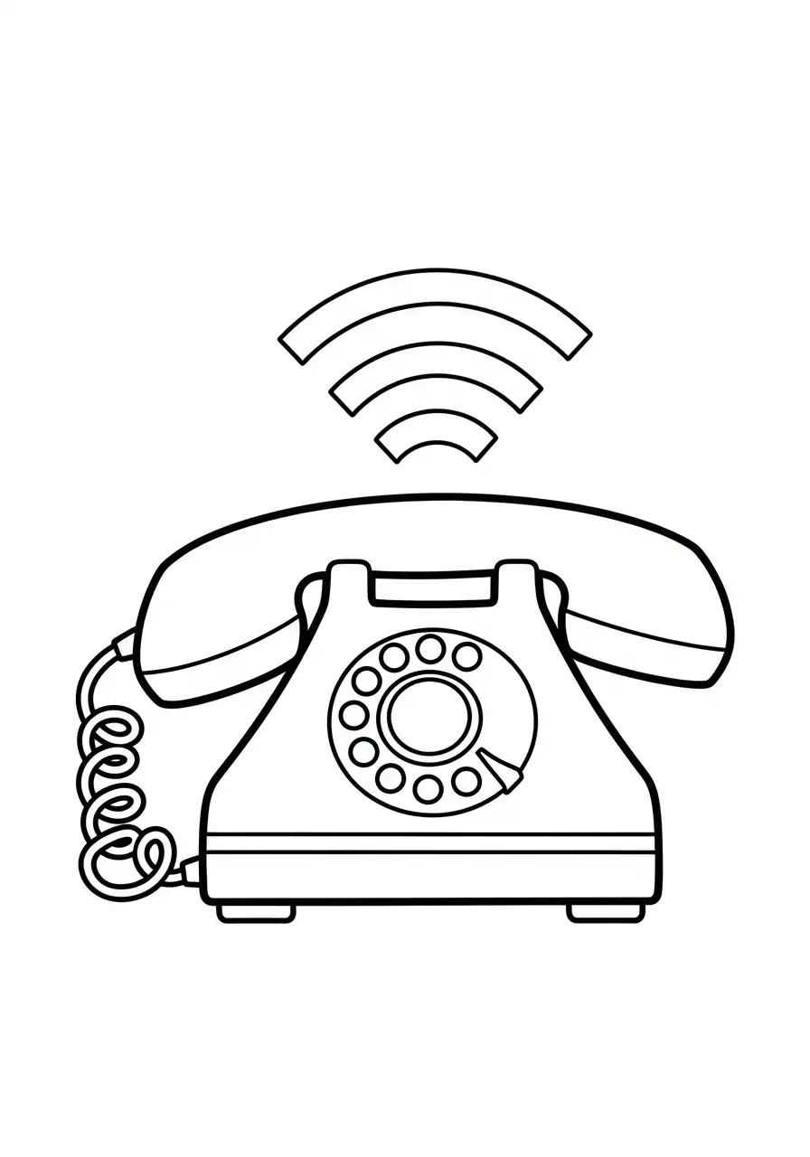 rinkelende retro telefoon kleurplaat