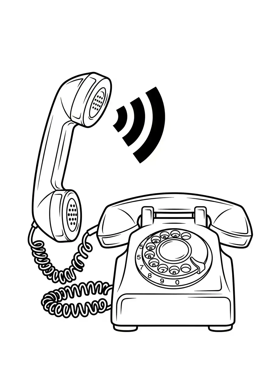 rinkelende vintage telefoon met hoorn kleurplaat