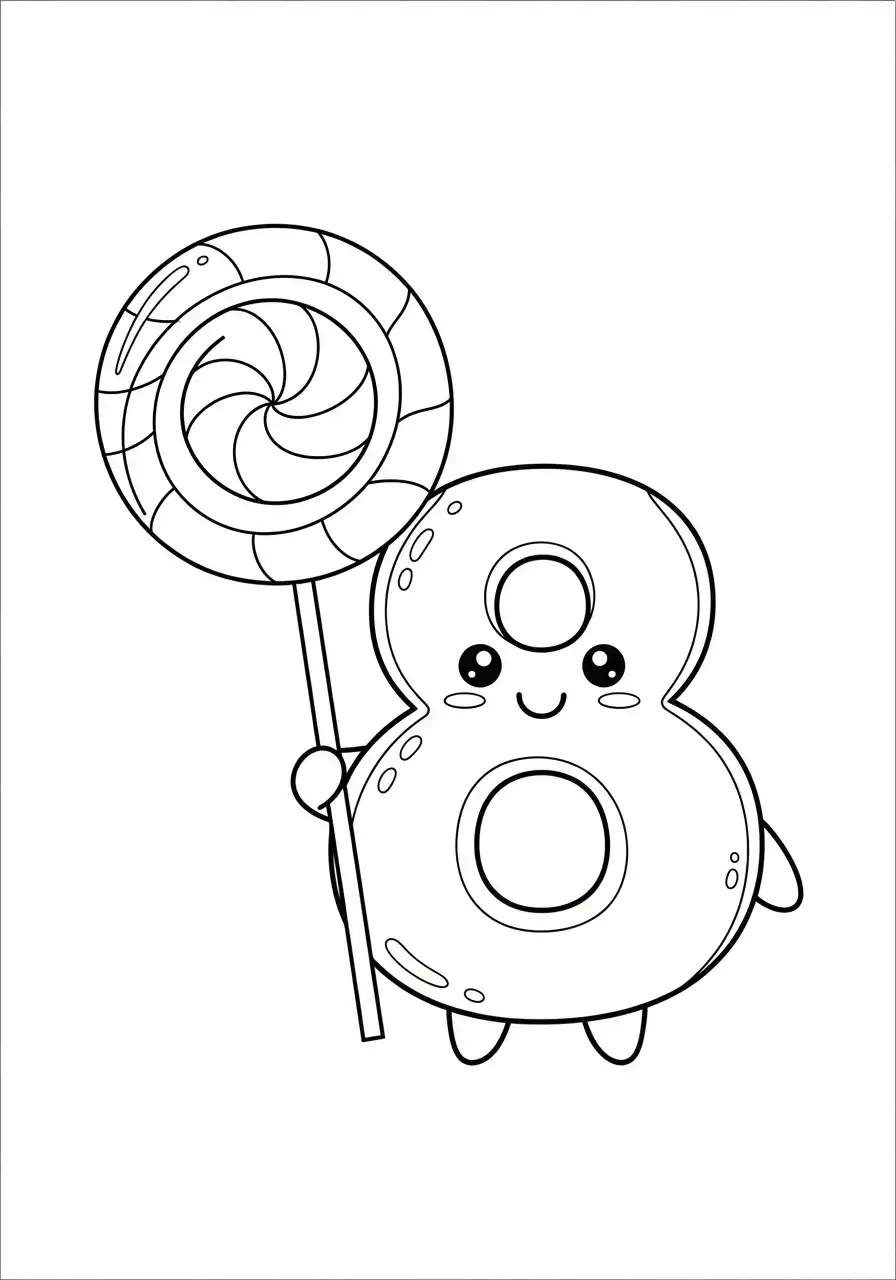 Cijfers 8 Kleurplaat 29 schattig cijfer 8 met lolly kleurplaat