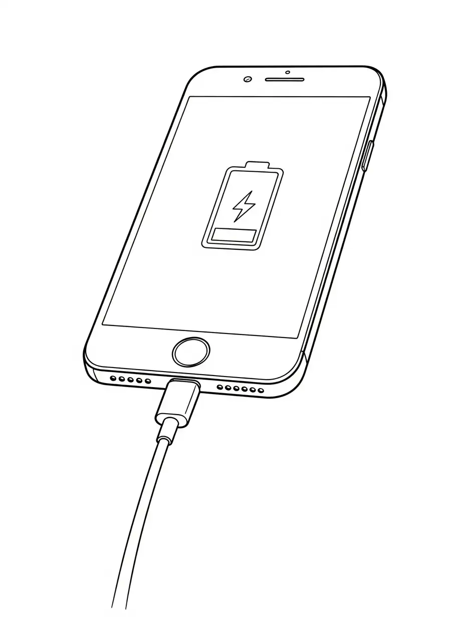 smartphone aan de oplader kleurplaat