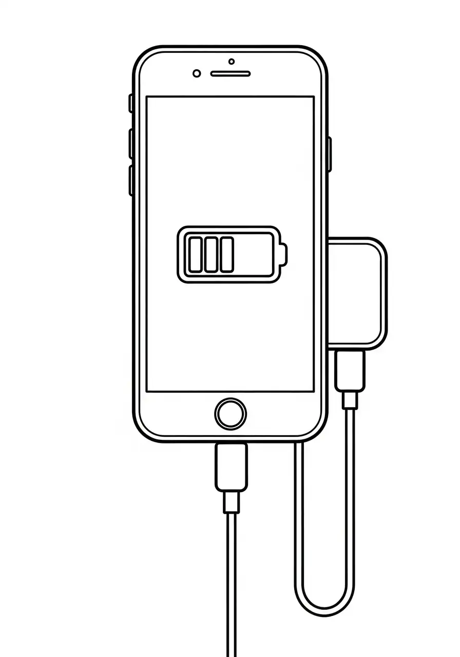 smartphone met batterij icoon opladen kleurplaat