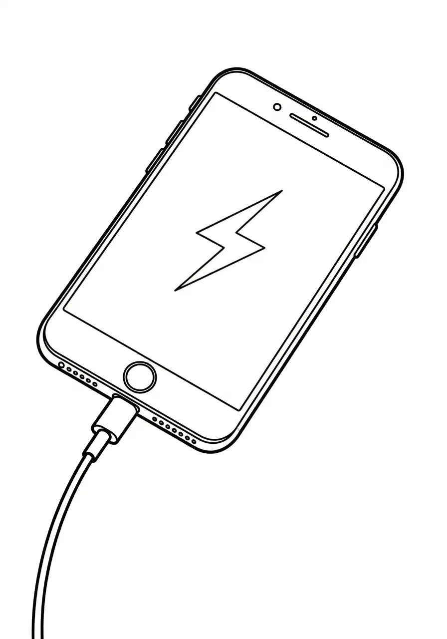 smartphone met bliksem batterij symbool kleurplaat