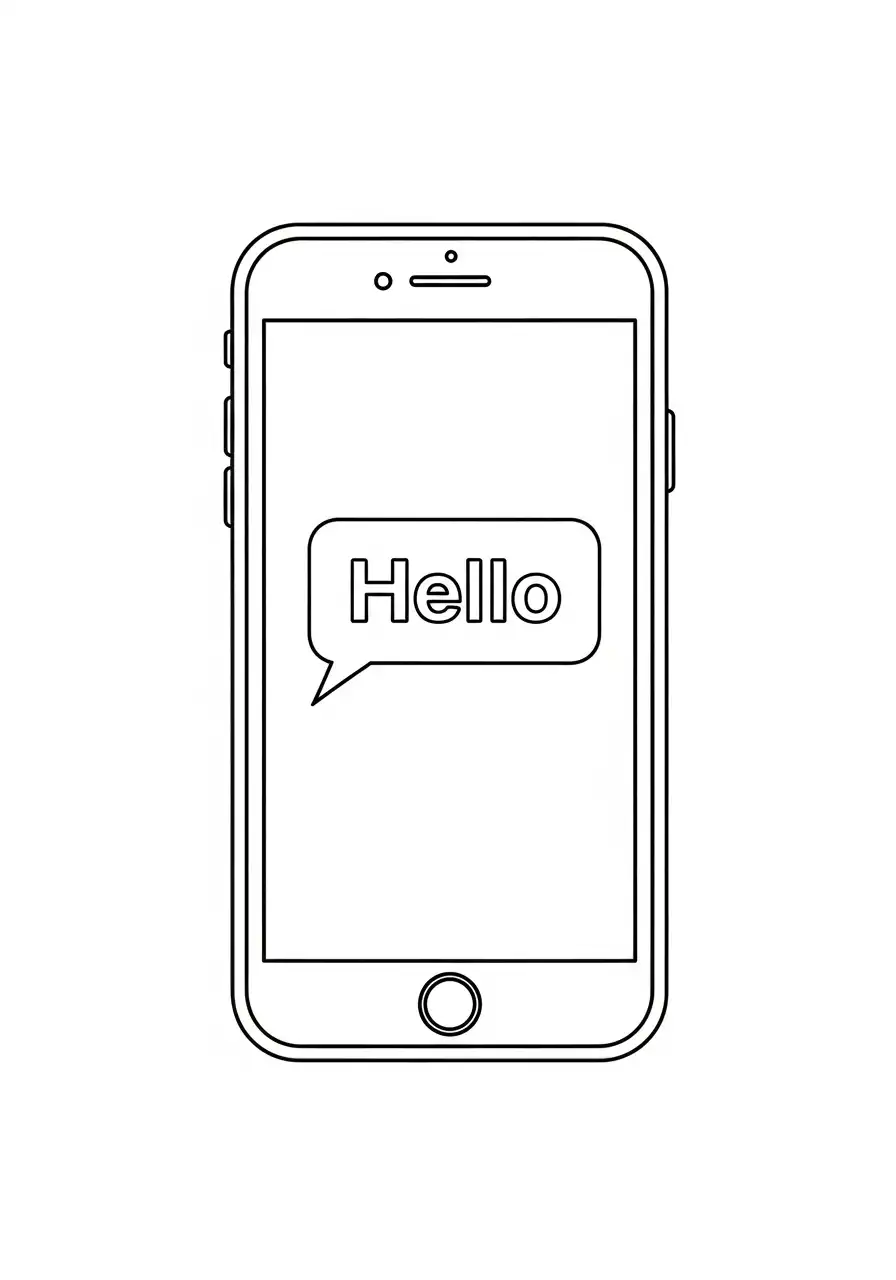 smartphone met hello bericht kleurplaat