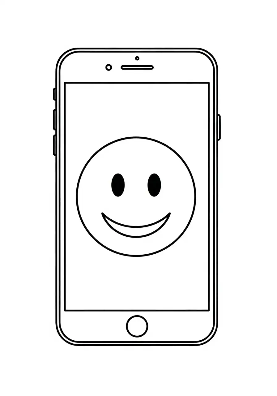 telefoon met blij gezichtje emoji kleurplaat