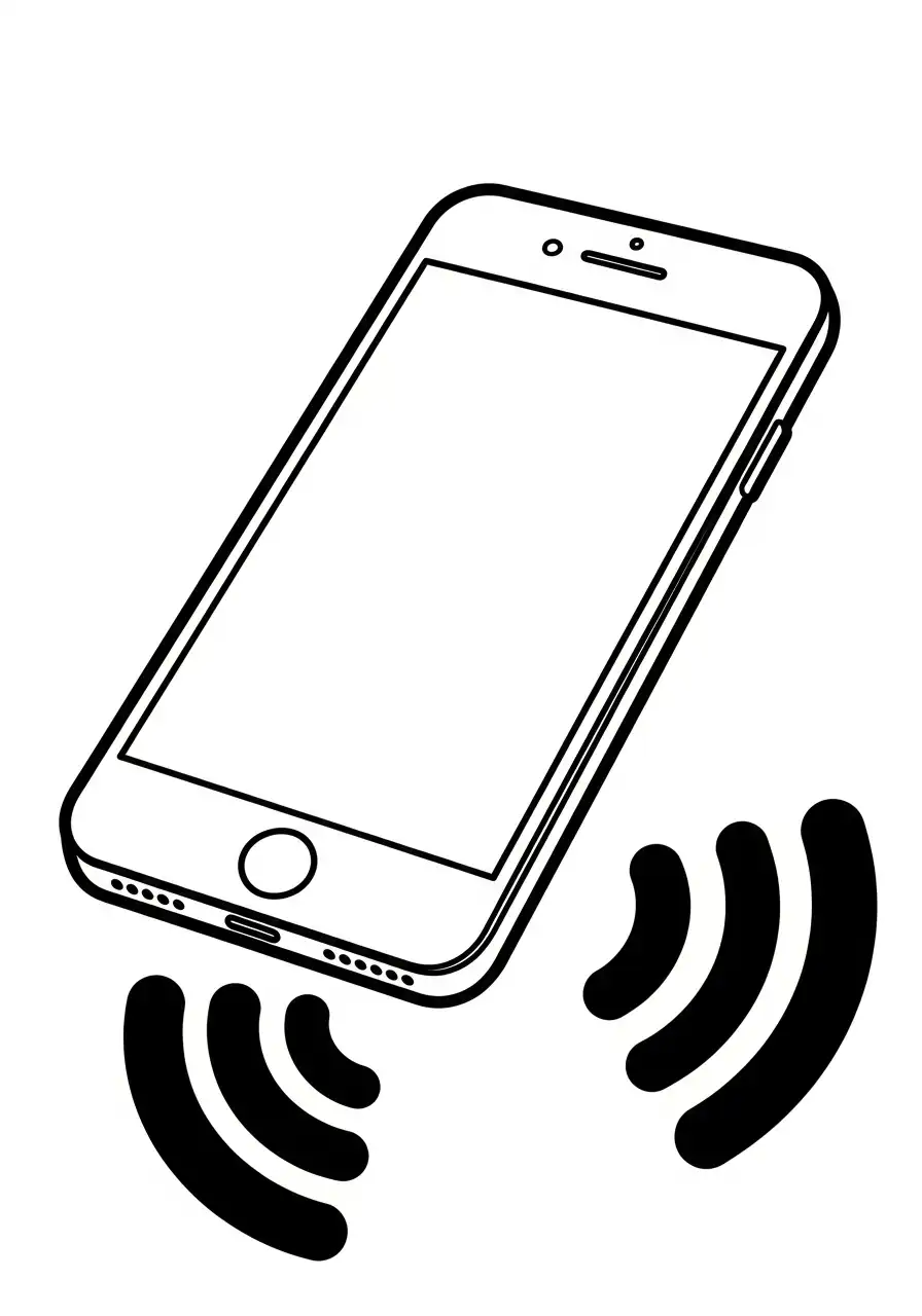 trillende smartphone met geluidsgolven kleurplaat