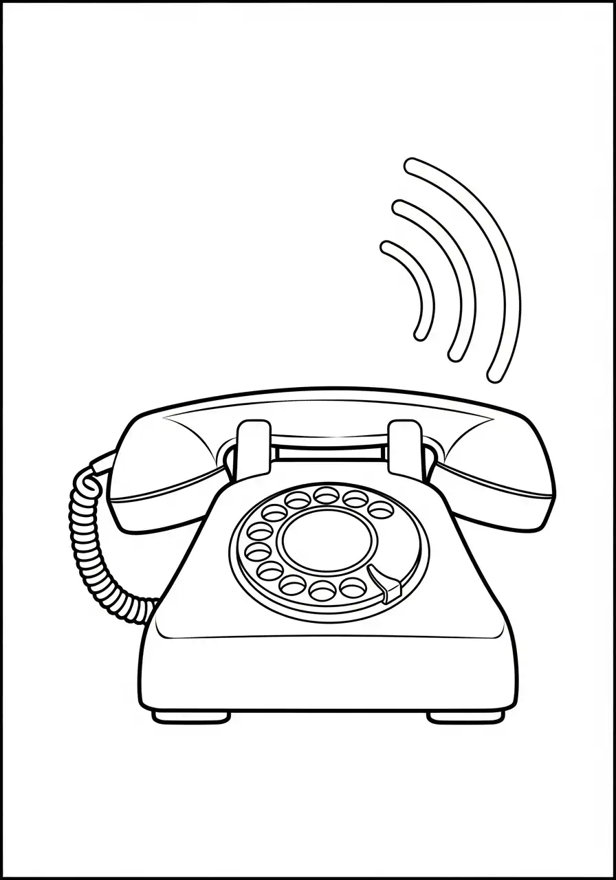 vintage draaischijf telefoon kleurplaat