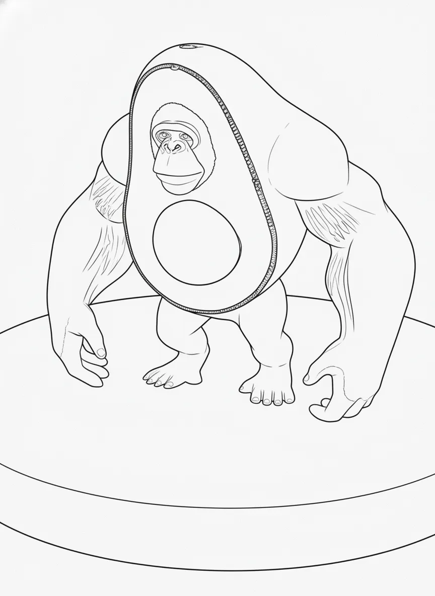 Abonono Schimpaziono Kleurplaat 1