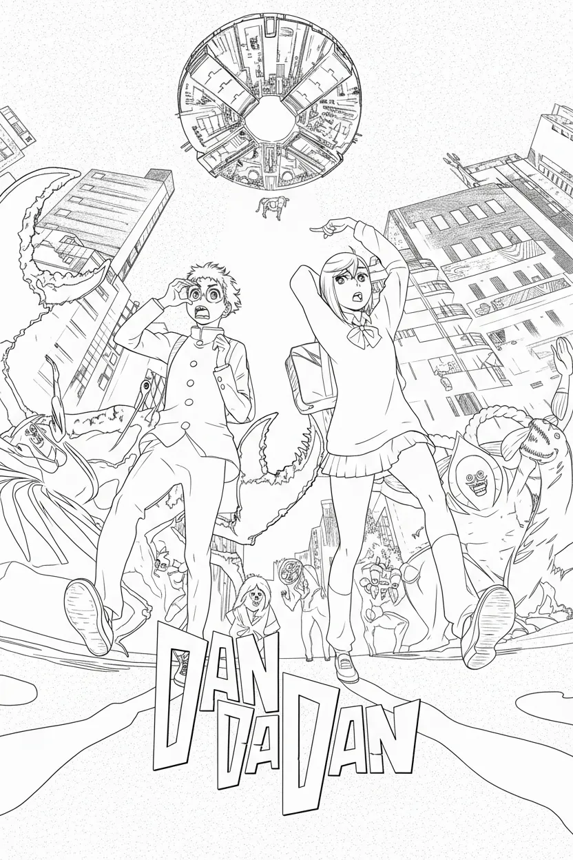 Dandadan Kleurplaat 4