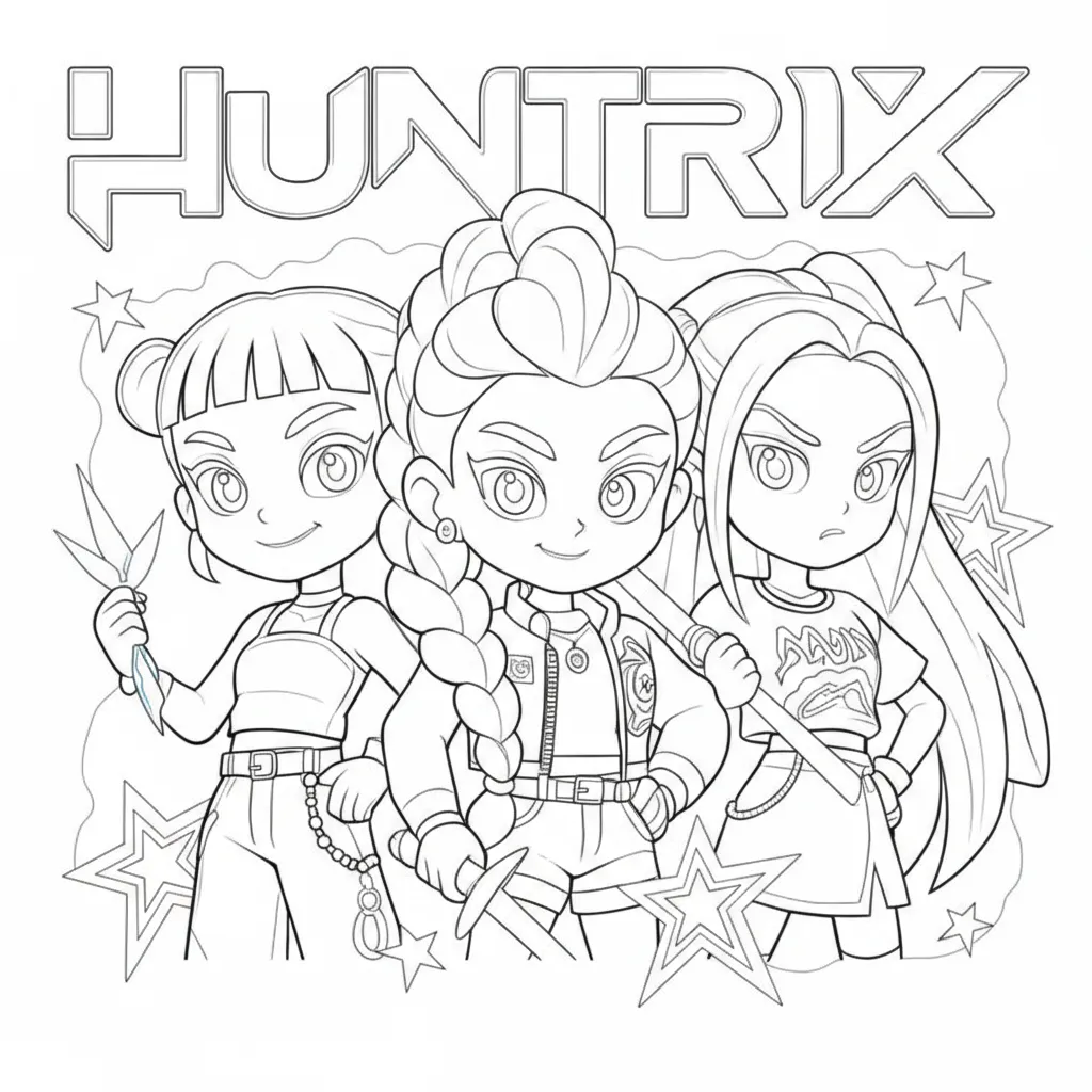Huntrix Kleurplaat 7