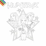 Huntrix Kleurplaat thumbnail