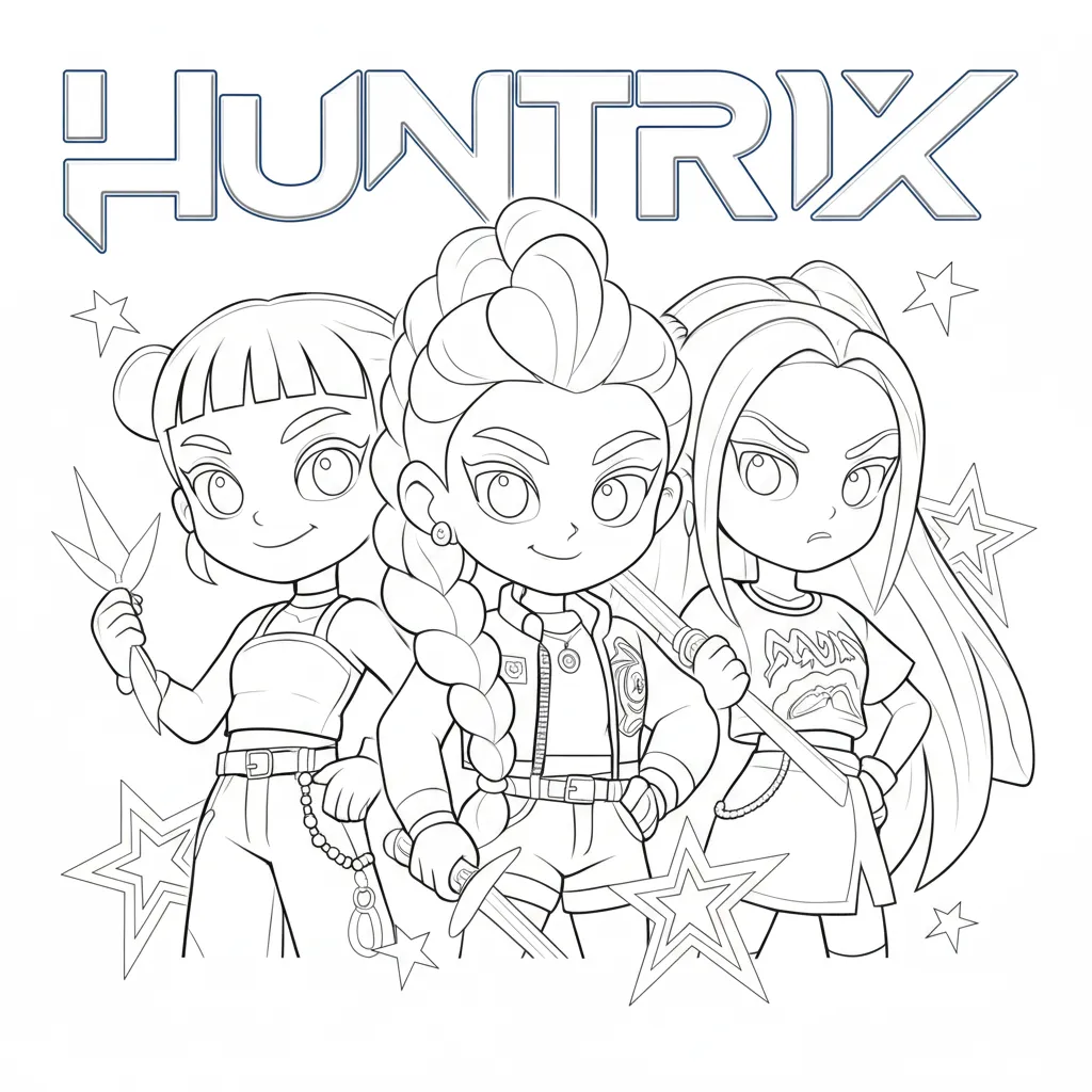 Huntrix Kleurplaat