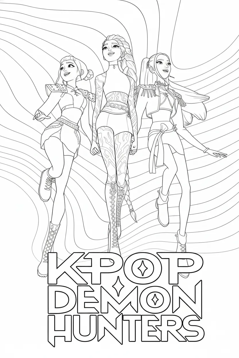 Huntrix Kleurplaat 1