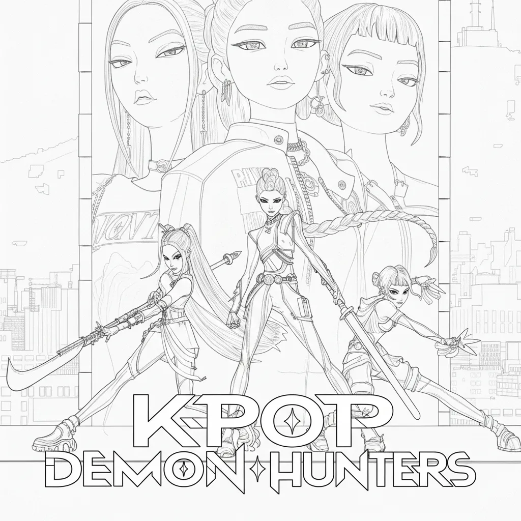 Huntrix Kleurplaat 2