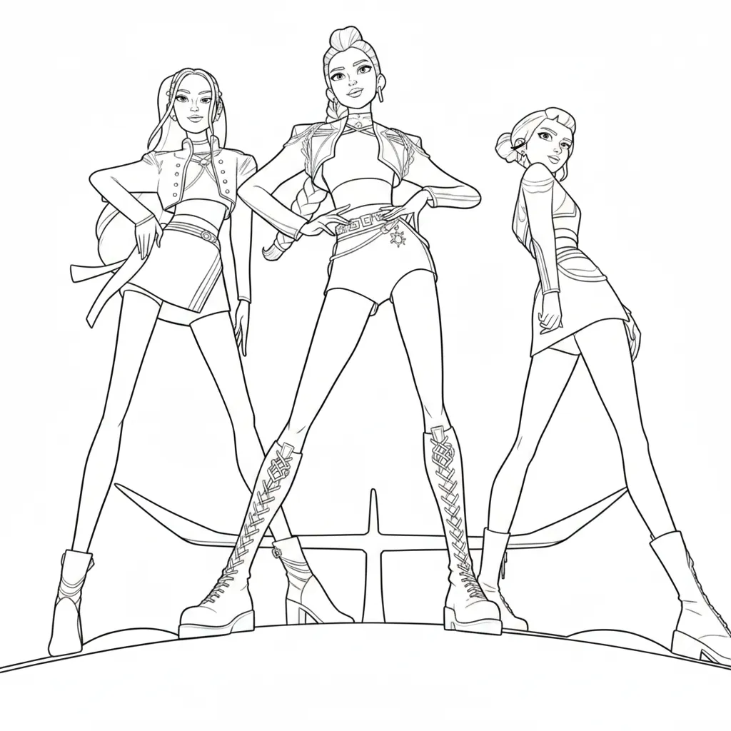 Huntrix Kleurplaat 3