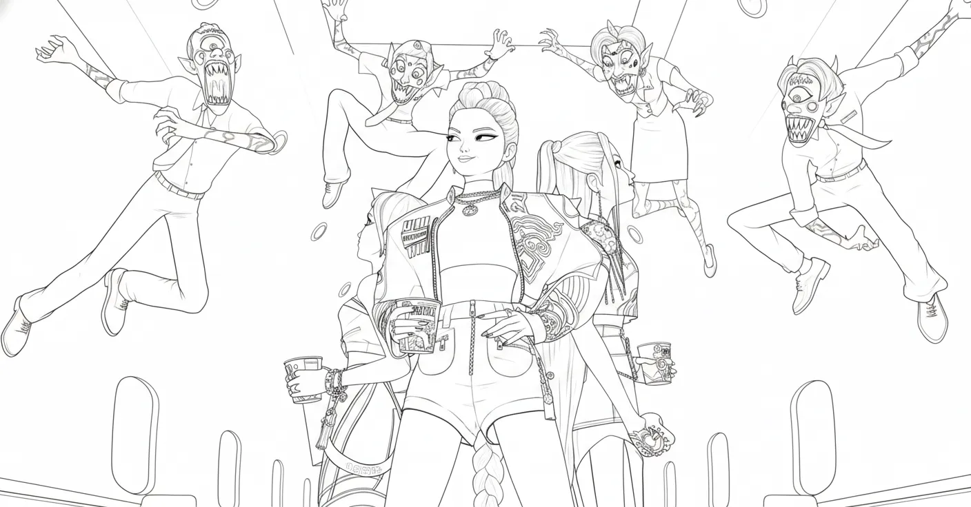 Huntrix Kleurplaat 4