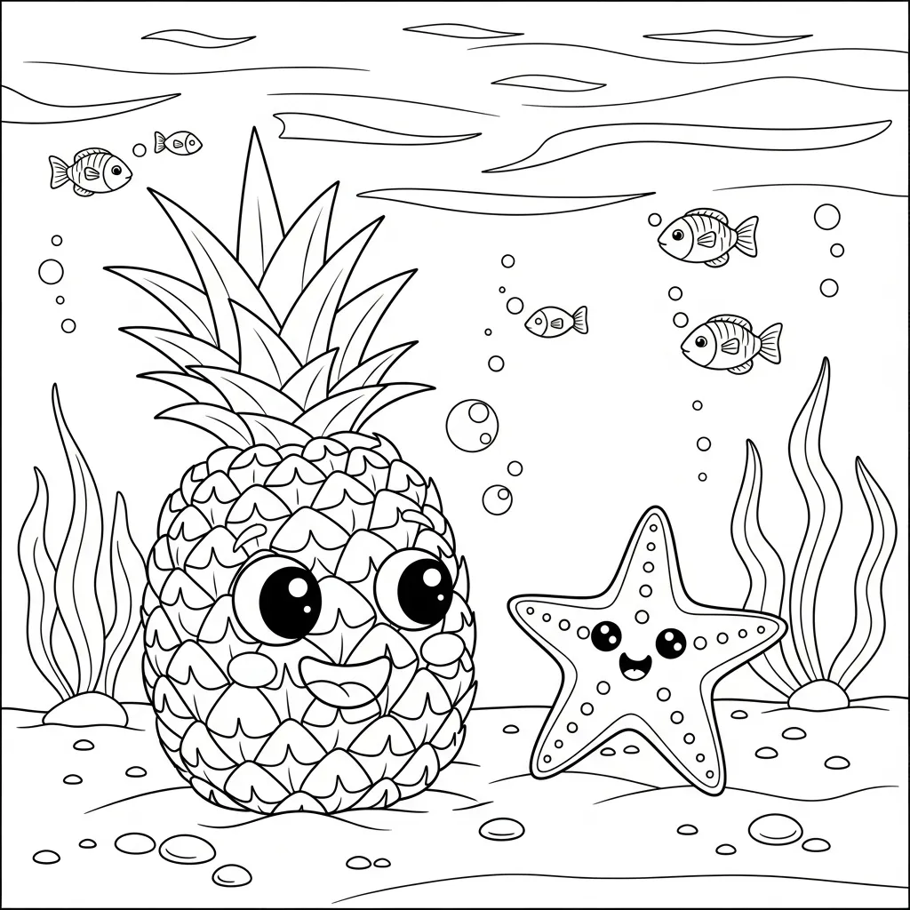 Ananas Kleurplaat 1