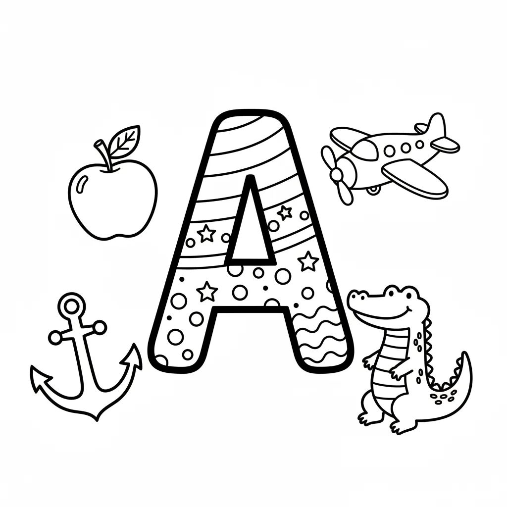 Letter A Kleurplaat 3