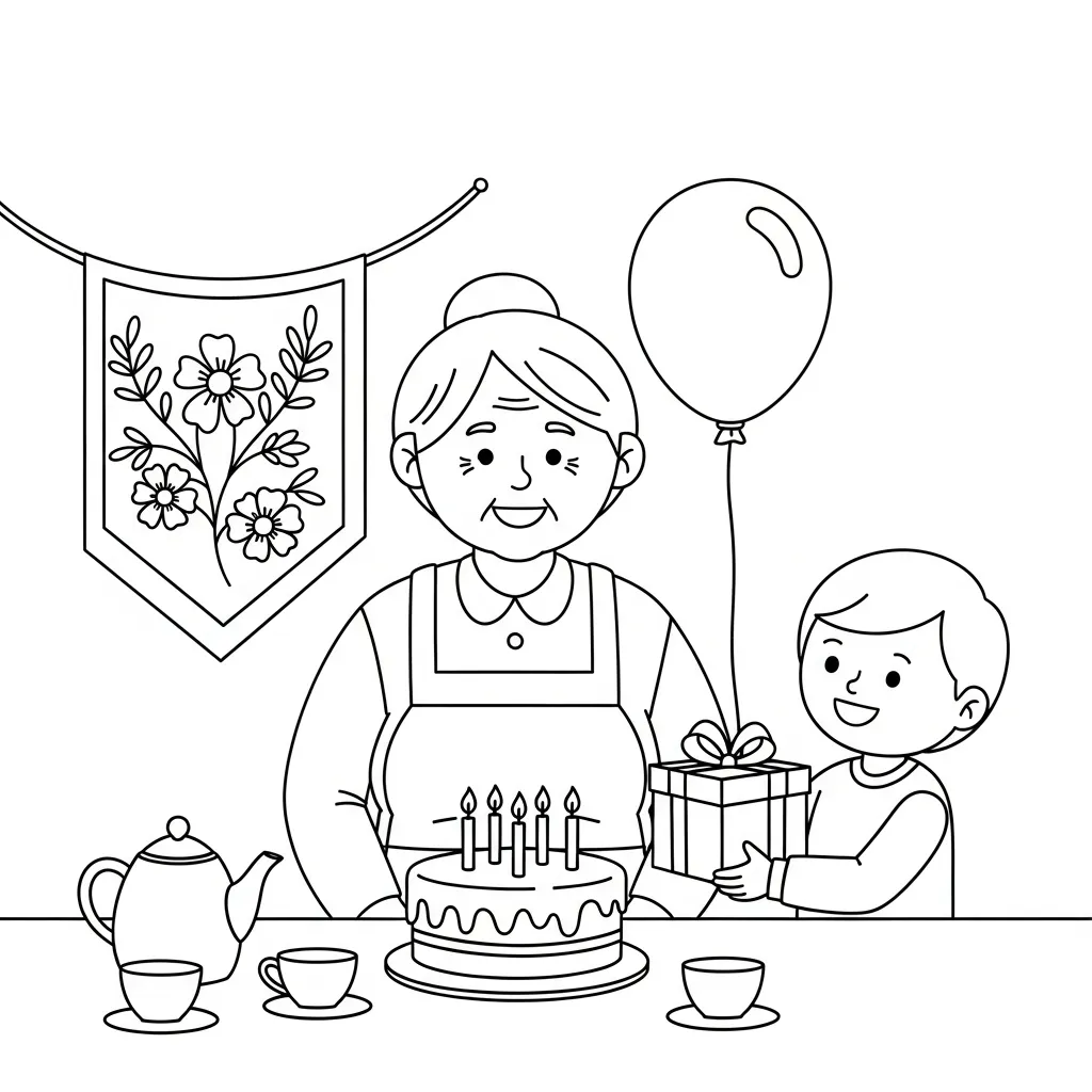 Oma Jarig Kleurplaat 6
