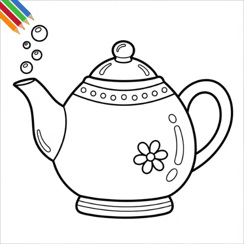 Theepot Kleurplaat thumbnail