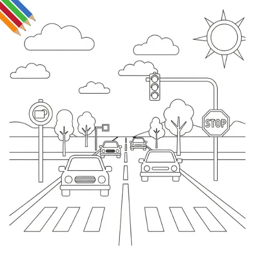 Verkeer Kleurplaat thumbnail