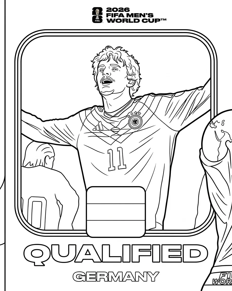 Duitsland voetbalelftal WK 2026 Kleurplaat 20 Duitsland voetbalelftal WK 2026 Kleurplaat 12