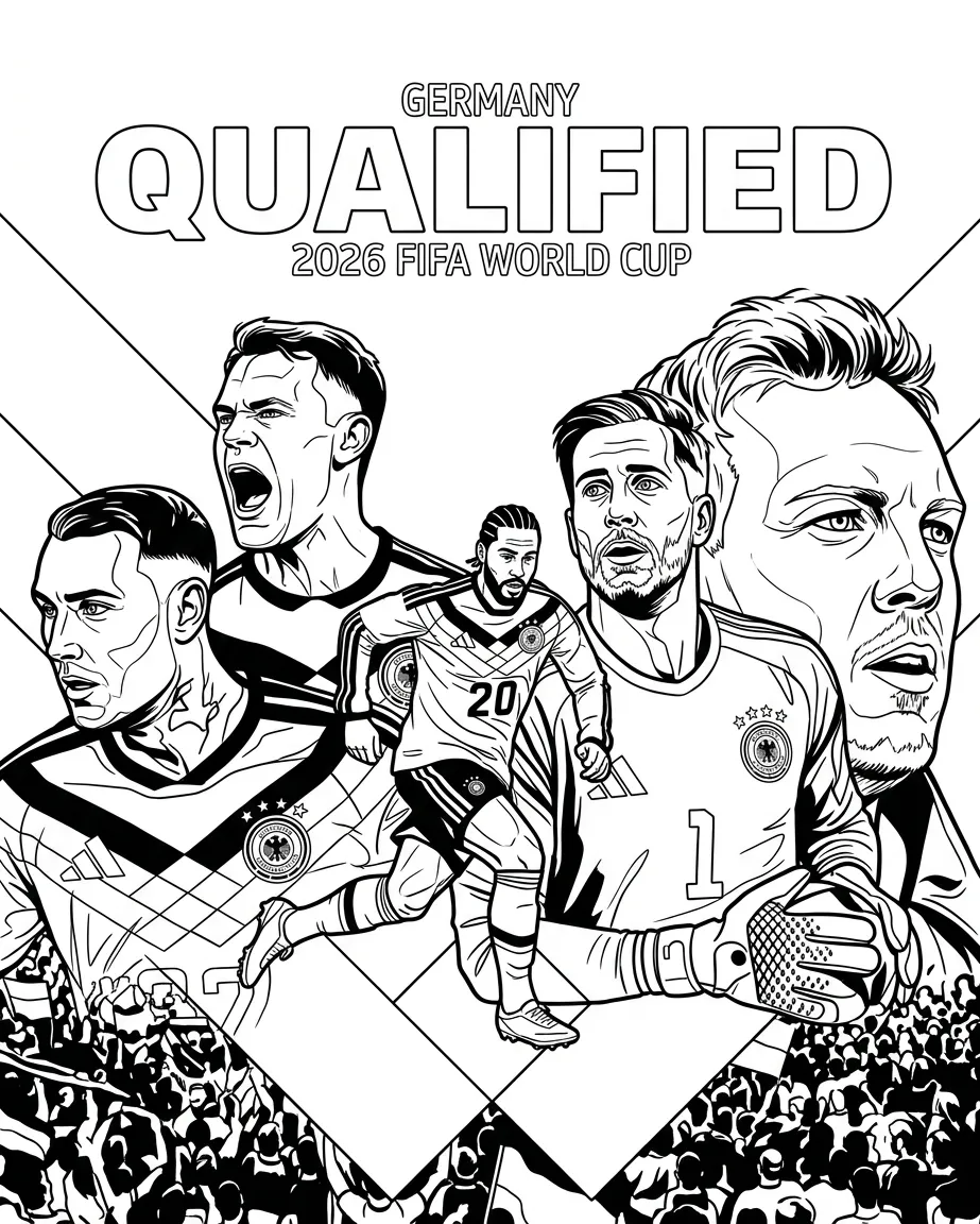Duitsland voetbalelftal WK 2026 Kleurplaat 8 Duitsland voetbalelftal WK 2026 Kleurplaat