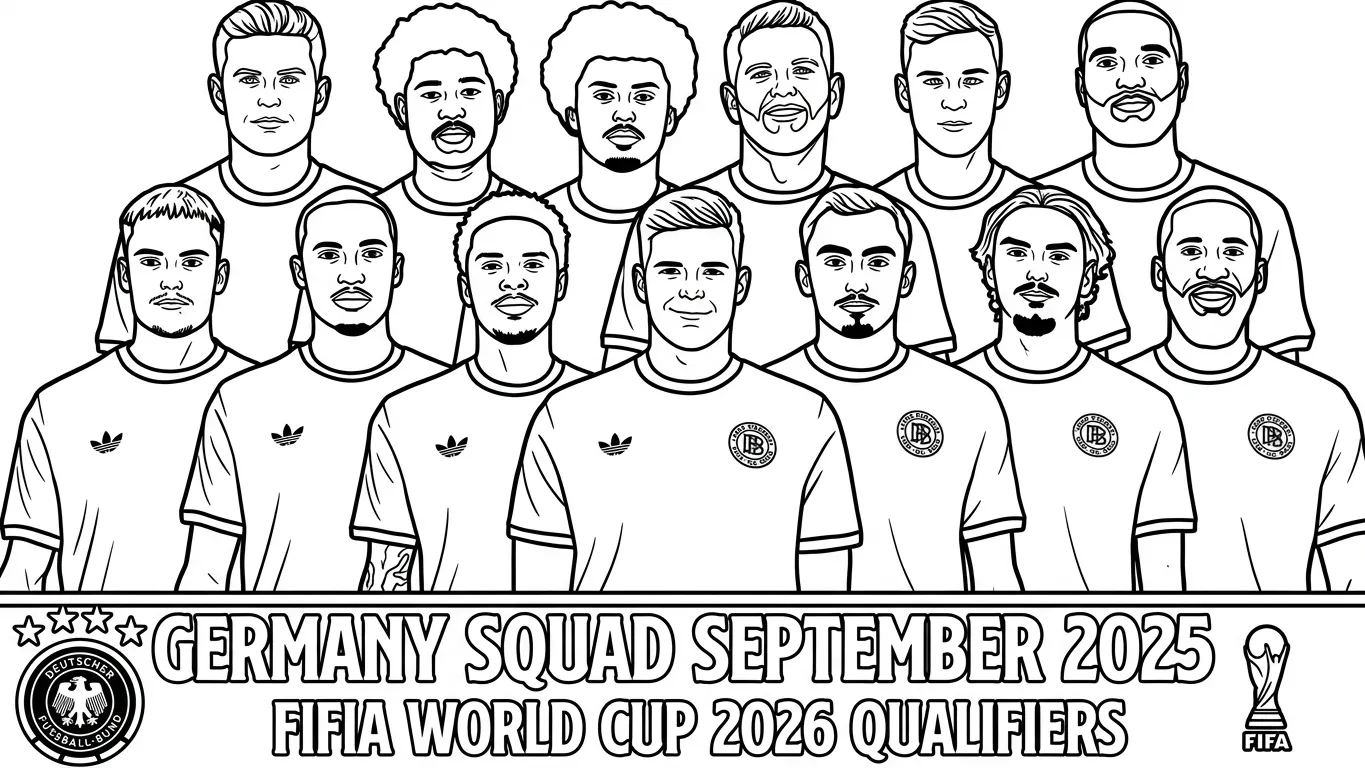 Duitsland voetbalelftal WK 2026 Kleurplaat 14 Duitsland voetbalelftal WK 2026 Kleurplaat 6