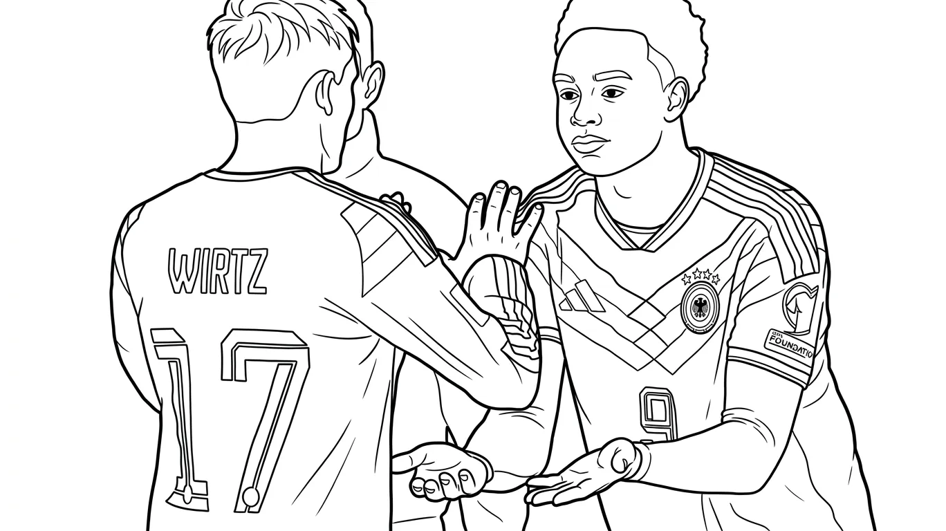 Duitsland voetbalelftal WK 2026 Kleurplaat 16 Duitsland voetbalelftal WK 2026 Kleurplaat 8