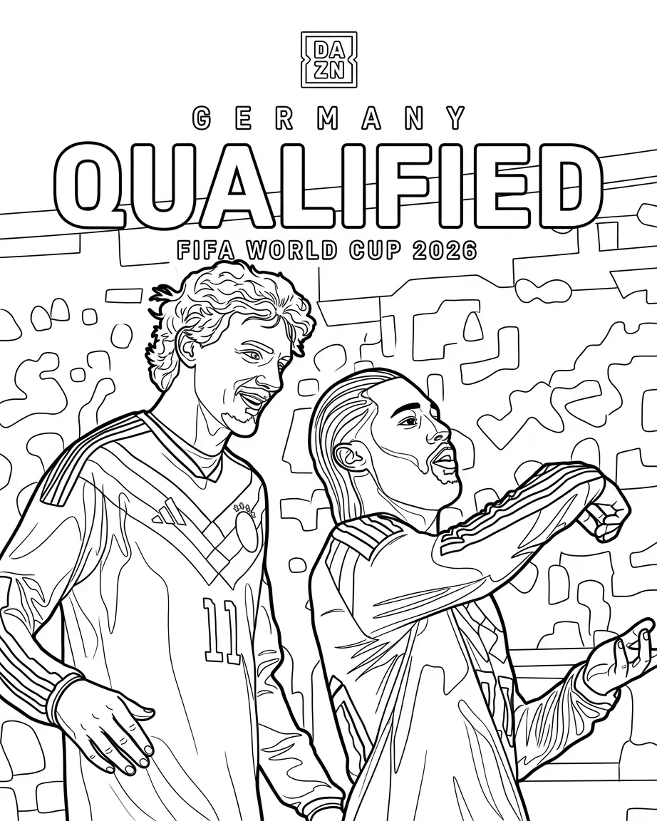Duitsland voetbalelftal WK 2026 Kleurplaat 17 Duitsland voetbalelftal WK 2026 Kleurplaat 9
