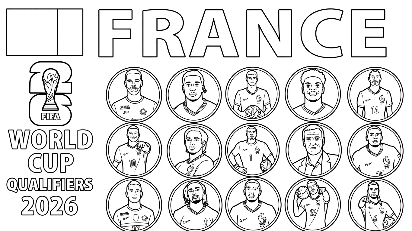Frankrijk voetbalelftal WK 2026 Kleurplaat 3