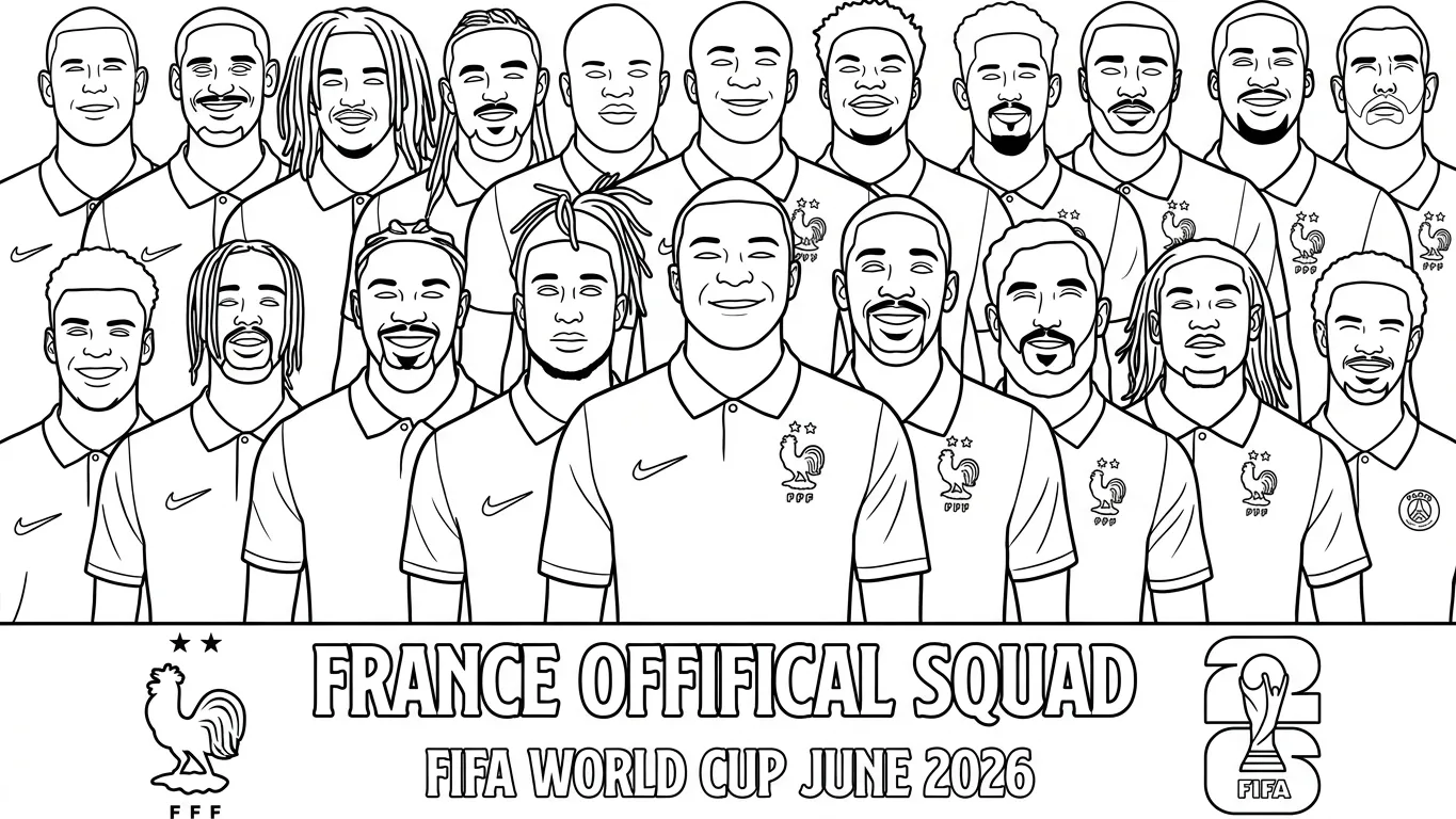 Frankrijk voetbalelftal WK 2026 Kleurplaat 4