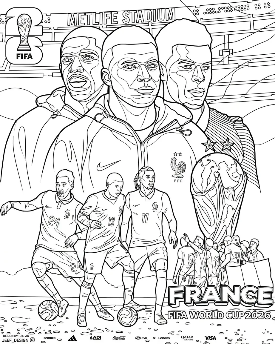 Frankrijk voetbalelftal WK 2026 Kleurplaat 14