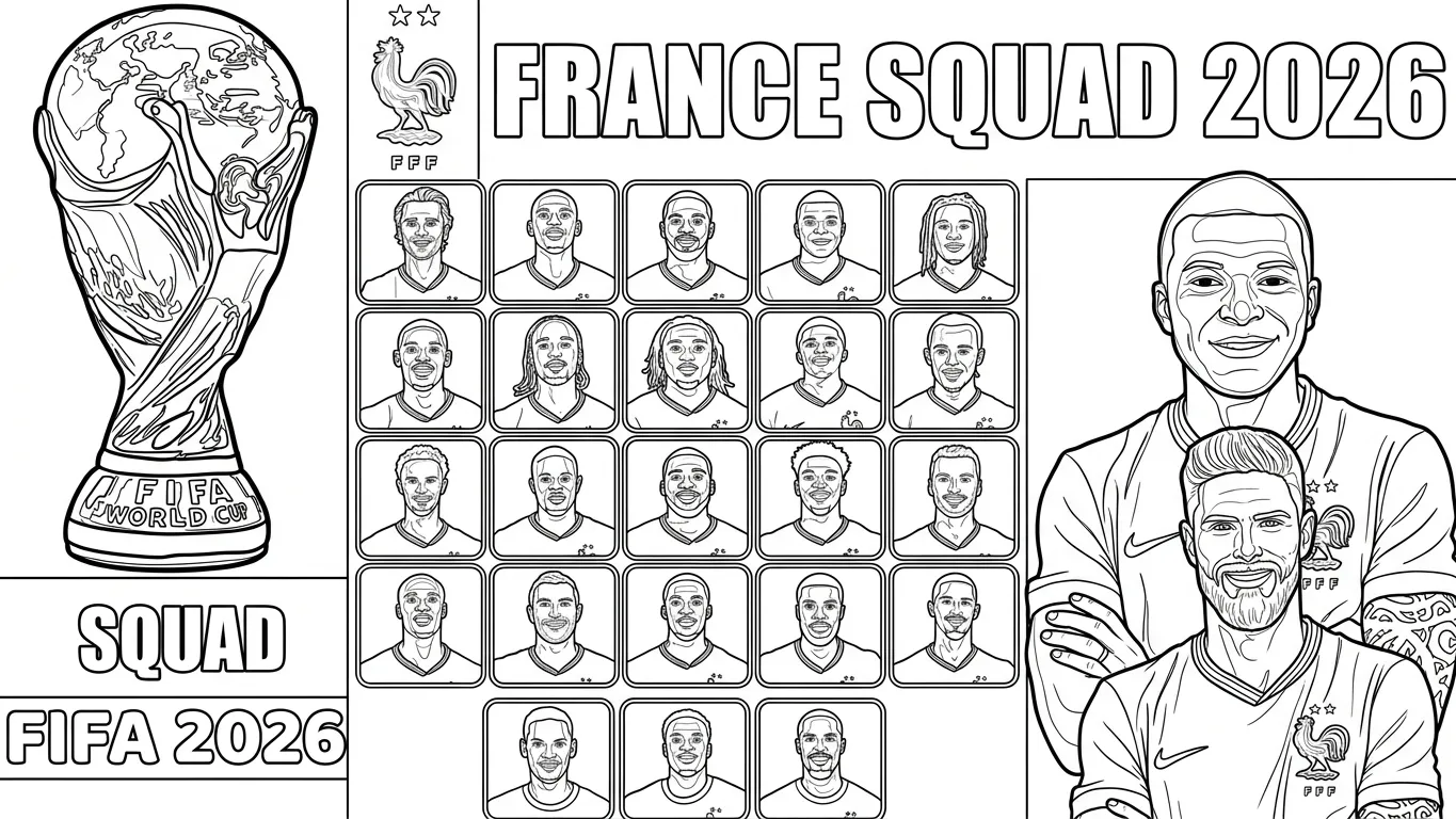 Frankrijk voetbalelftal WK 2026 Kleurplaat