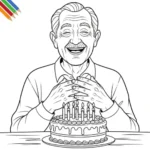 Página para colorear del 4 cumpleaños del abuelo Miniatura de la página para colorear del cumpleaños del abuelo